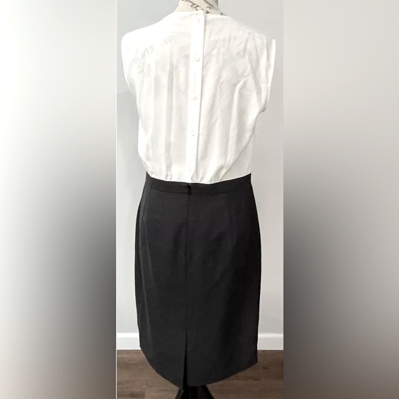 Brooks Brothers Sleeveless Black/White Color Block Button Back Sheath Dress - Picture 5 of 8